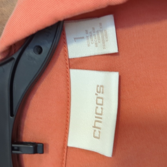 Chicos Womens Jacket Soft Ruffle Roll Tab Sleeve Lyocell Orange Small - Picture 3 of 6